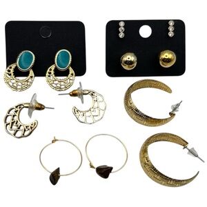 SOLD🌿 Jewelry Lot Gold Earrings Bundle Estate Costume Jewelry Pair of 6 Vintage